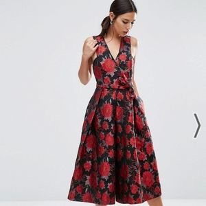 Asos jacquard floral jumpsuit with pockets